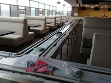 Express kaiten sushi conveyor, transporter, slider, completed projects, photo of mounting