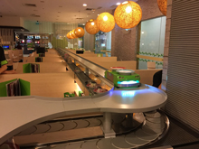 Express kaiten sushi conveyor, transporter, slider, completed projects, photo of the ready conveyor after mounting
