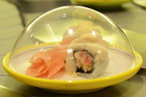 Kaiten sushi conveyor, lids, covers for plates