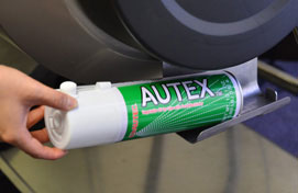 A build-in stand for AUTEX lubricant spray– for operator's convenience.