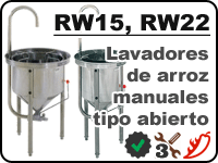 Lavadores de arroz manuales Fujimak FRW15W y FRW22W para eliminar el almidón